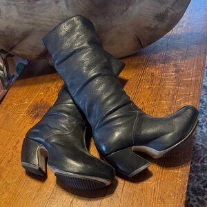 John Fluevog Black Leather Heeled Boots